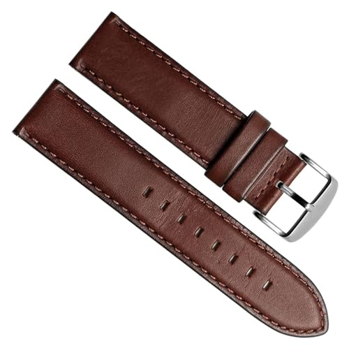 dayeer Schnellverschluss-Armband für Huawei Watch GT. Uhrenarmband. Echtes Lederarmband für Hamilton (Color : Dark Brown Silver, Size : 20mm) von dayeer
