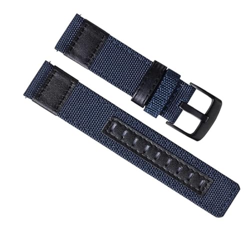dayeer Schnellverschluss-Uhrenarmband aus Segeltuch, Nylon und Leder für Diesel-Herrenuhrenarmband-Handgelenkgürtel (Color : Blue, Size : 20mm) von dayeer