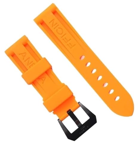 dayeer Schwarz-orangefarbenes Gummi-Armband für Panerai-Uhrenarmband, Silikon-wasserdichtes Band-Armband (Color : Orange Black, Size : 22mm) von dayeer