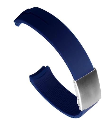 dayeer Silikon-Uhrenarmbänder für Tissot EXPERT T013 T047 T081 T33 T047420A, Gummiarmband, Ersatzzubehör (Color : Blue claspsilver, Size : 21mm) von dayeer