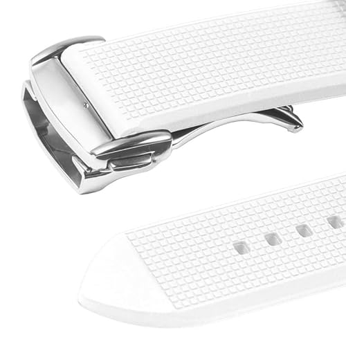 dayeer Silikon-Uhrenarmband für Omega De Ville 300 Seamaster 600 Planet Ocean Gummiarmband mit Faltschließe(Whites,22mm) von dayeer