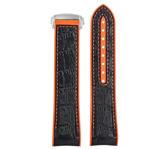 dayeer Silikon-Uhrenarmband für Omega Seamaster 300 Planet Ocean 600 Quarter Orange Gummi-Uhrenarmband(Blueg,20mm) von dayeer