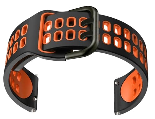 dayeer Silikon-Uhrenarmband für TicWatch Pro 3 Ultra/LTE/2021 GPS S2 E2 GTX Ersatzbänder Armband 20 mm 22 mm (Color : Black Orange, Size : For TicWatch 2) von dayeer