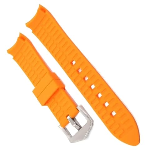 dayeer Silikonarmband mit gebogenem Ende für Omega-Uhrenarmband, für Tissot-Armband, für Tudor-Ersatzzubehör (Color : Orange, Size : 20mm) von dayeer