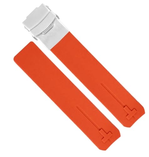 dayeer Sport-Silikon-Armband für Tissot Touch T013 T047 T-Sport T013420A T047420A T33 Wasserdichtes Uhrenarmband (Color : Orange silver1 20mm) von dayeer