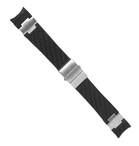 dayeer Sports Man Silica Gel Uhrenarmband für Ulysse Armband für Nardin DIVER Wasserdichtes Armband Kautschukband (Color : Black 1 silver, Size : 22mm) von dayeer