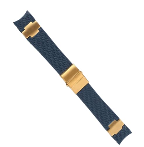 dayeer Sports Man Silica Gel Uhrenarmband für Ulysse Armband für Nardin DIVER Wasserdichtes Armband Kautschukband (Color : Blue 1 gold, Size : 22mm) von dayeer