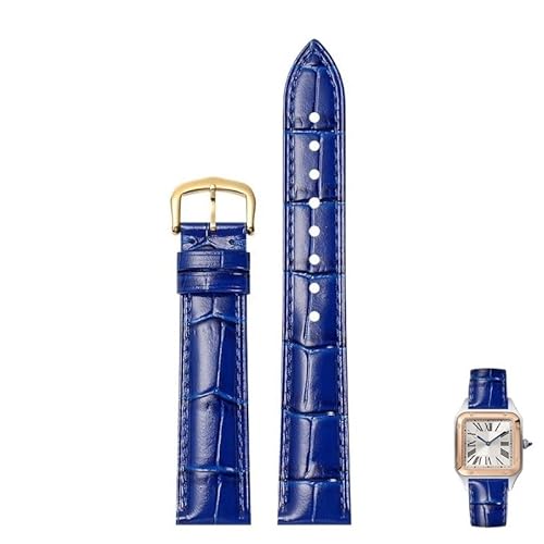 dayeer Uhrenarmbänder Aus Echtem Leder Für Cartier Tank Santos Uhrenarmband Mit Dornschließe(Blueg2,18mm) von dayeer