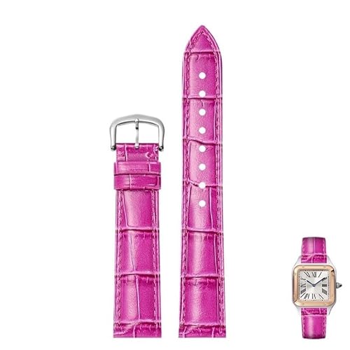 dayeer Uhrenarmbänder Aus Echtem Leder Für Cartier Tank Santos Uhrenarmband Mit Dornschließe(Rose reds,20mm) von dayeer