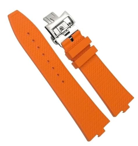 dayeer Uhrenarmbänder aus Fluorkautschuk für Vacheron Constantin Overseas, konvexes Schnellwechsel-Gerätearmband (Color : Orange, Size : 24mm x 7mm) von dayeer