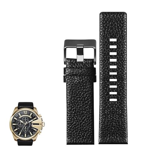 dayeer Uhrenarmbänder aus echtem Leder für Diesel DZ4323 DZ1657 DZ4318 Herren-Uhrenarmband mit Lychee-Maserung(Blackb,28mm) von dayeer