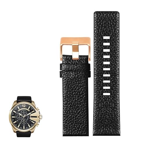 dayeer Uhrenarmbänder aus echtem Leder für Diesel DZ4323 DZ1657 DZ4318 Herren-Uhrenarmband mit Lychee-Maserung(Blackr,30mm) von dayeer