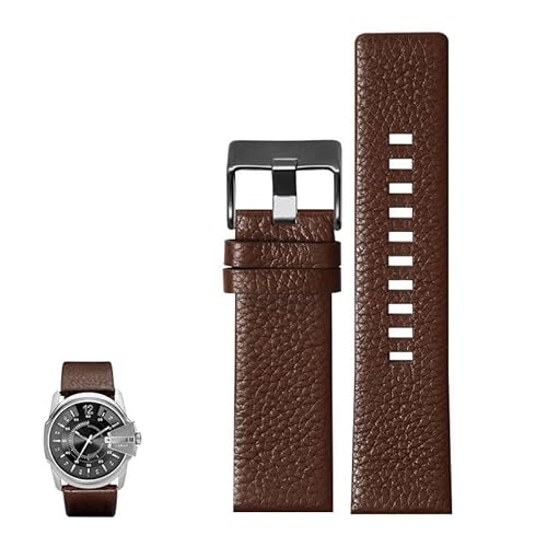 dayeer Uhrenarmbänder aus echtem Leder für Diesel DZ4323 DZ1657 DZ4318 Herren-Uhrenarmband mit Lychee-Maserung(Brownb,24mm) von dayeer
