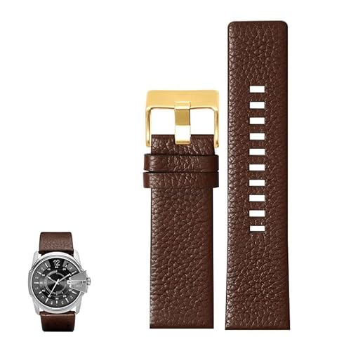 dayeer Uhrenarmbänder aus echtem Leder für Diesel DZ4323 DZ1657 DZ4318 Herren-Uhrenarmband mit Lychee-Maserung(Browng,27mm) von dayeer
