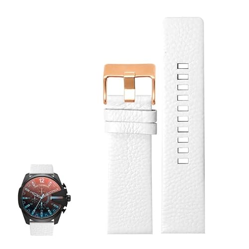 dayeer Uhrenarmbänder aus echtem Leder für Diesel DZ4323 DZ1657 DZ4318 Herren-Uhrenarmband mit Lychee-Maserung(Whiter,28mm) von dayeer