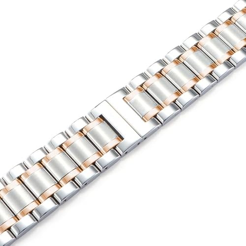 dayeer Uhrenarmband Stahlband für Hamilton Khaki Jazz Eternal Field Uhrenkette mit Butterfly-Verschluss(Silver rose glod,18mm) von dayeer