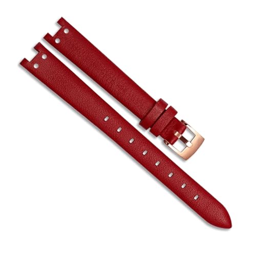 dayeer Uhrenarmband aus echtem Leder für Anne Klein Notch AK Girl, schlichter, eleganter Gürtel, kleines Zifferblatt, Retro-Uhrenarmband (Color : Red-rose Gold, Size : 12mm) von dayeer