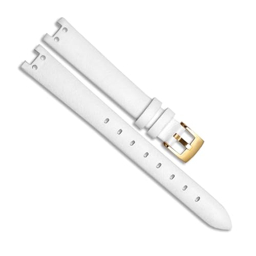 dayeer Uhrenarmband aus echtem Leder für Anne Klein Notch AK Girl, schlichter, eleganter Gürtel, kleines Zifferblatt, Retro-Uhrenarmband (Color : White-gold, Size : 12mm) von dayeer