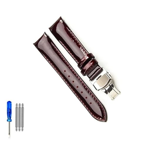 dayeer Uhrenarmband aus echtem Leder für Tissot 1853 Kutu T035 Uhrenarmband Damenuhr T035210A T035207 Gürtel Uhrenkette 18mm(Red-steel-B1) von dayeer