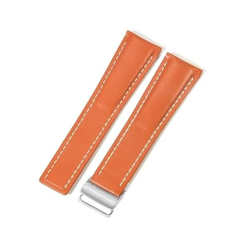 dayeer Uhrenarmband für Breitling Super Ocean Avengers Aviation Timing Lederarmbänder(Orange(PW)-Steel-Z16,22mm) von dayeer