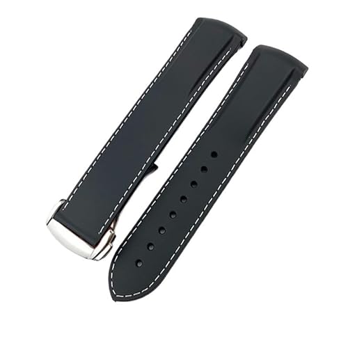 dayeer Uhrenarmband für Omega Seamaster 300 Planet Ocean Conquest Für Mido Commander Gummi-Uhrenarmbänder(Blackw,21mm) von dayeer