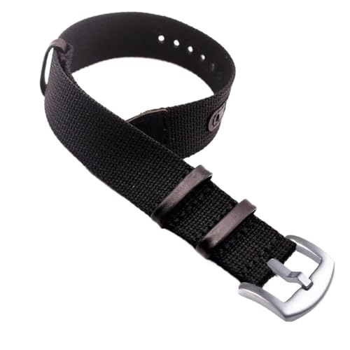 dayeer Uhrenarmband für Rolex, Canvas-Armband für Hamilton, Ersatzriemen, Nylon-Patch, Lederband für Omega(Black-Round Buckle,20mm) von dayeer