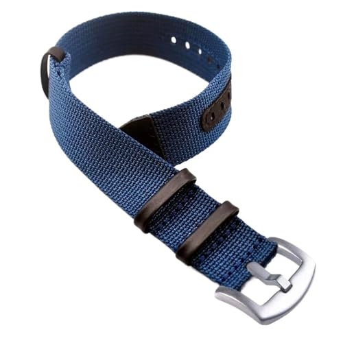 dayeer Uhrenarmband für Rolex, Canvas-Armband für Hamilton, Ersatzriemen, Nylon-Patch, Lederband für Omega(Blue-Round Buckle,22mm) von dayeer