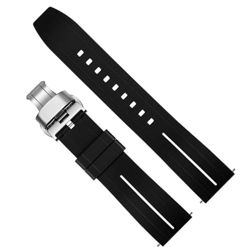 dayeer Wasserdichtes Silikon-Schnellverschluss-Armband für Tissot Herren-Damen-Uhrenarmband für Mido-Armband für Citize-Uhrenarmband mit Butterfly-Schnalle (Color : Black White 03, Size : 20mm) von dayeer