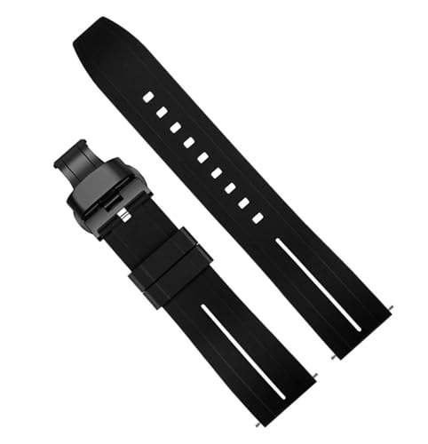dayeer Wasserdichtes Silikon-Schnellverschluss-Armband für Tissot Herren-Damen-Uhrenarmband für Mido-Armband für Citize-Uhrenarmband mit Butterfly-Schnalle (Color : Black White 04, Size : 20mm) von dayeer
