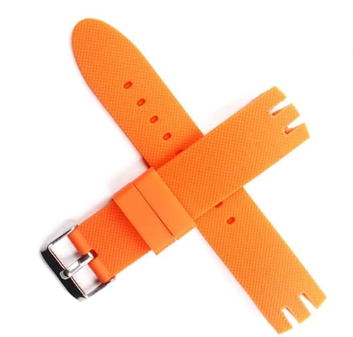 dayeer Wasserdichtes Silikonkautschuk-Armband für Swatch-Uhrenarmband, Werkzeuggürtel (Color : Orange, Size : 20mm) von dayeer