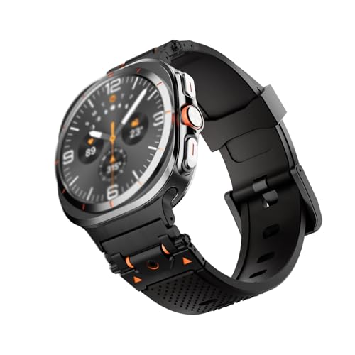dayeer Weiches Gummi-Uhrenarmband für Galaxy Watch Ultra 47 mm, Quick Fit No Gaps-Uhrenarmband für Samsung Watch 7 Ultra Sports Bracelet(Black black) von dayeer