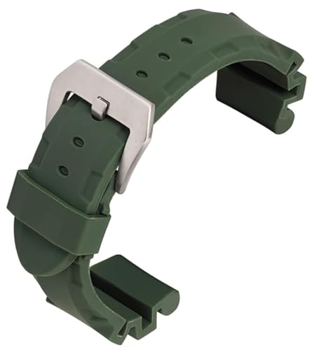 dayeer Weiches Silikonarmband mit Schnalle für Austausch des Panerai-Armbands (Color : Green, Size : 24mm silver buckle) von dayeer