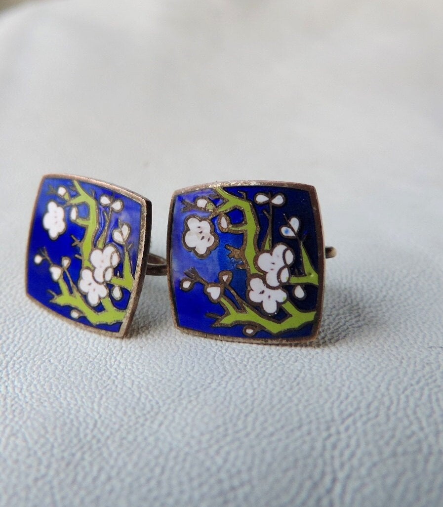Antike Ohrringe Japan Emaille Made In von dayintonight