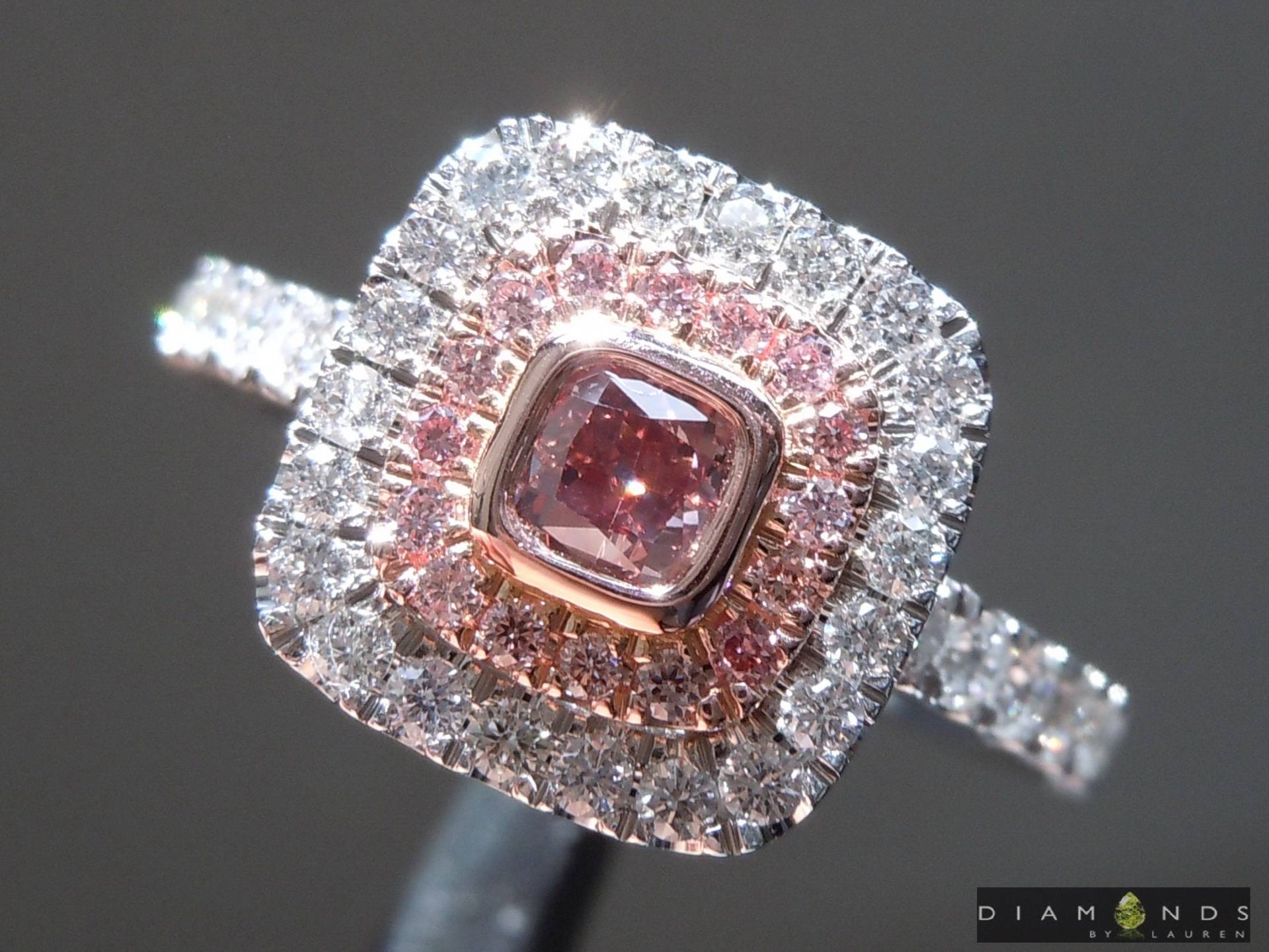 0.20Ct Deep Pink I1 Kissenschliff Diamant Ring R7676 von dblauren