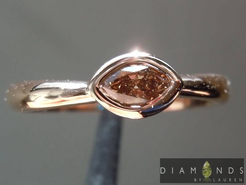 0.23Ct Ausgefallener Brauner Si1 Marquise Diamant Ring R6370 von dblauren