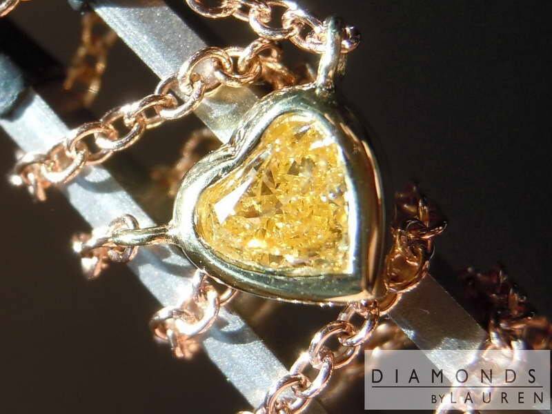 0.36Ct Orange Gelb I1 Herz Form Diamant Anhänger R8180 von dblauren