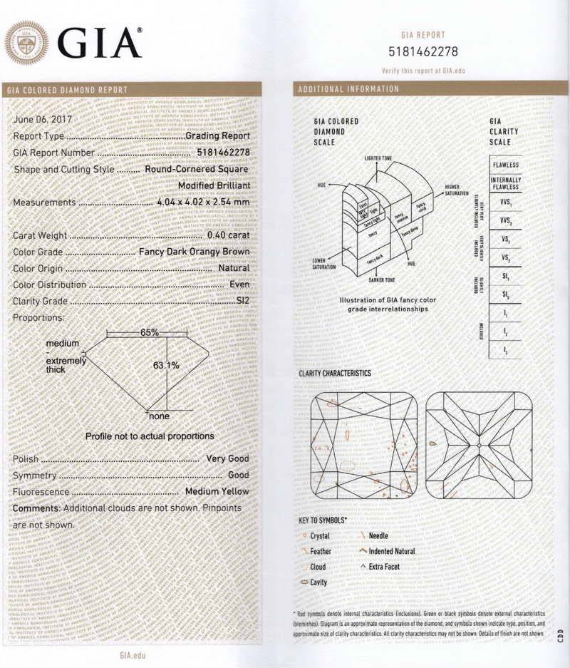 0.40Ct Brauner Si2 Diamant Ring Mit Cushion Cut R7803 von dblauren