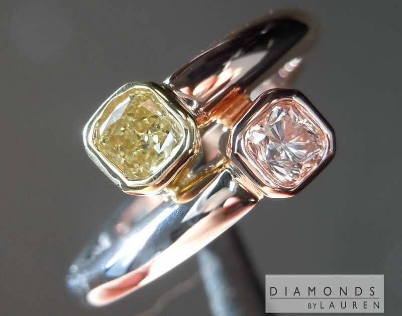 0.40Ctw Rosa Und Gelb Strahlend Geschliffener Diamant Ring R8341 von dblauren