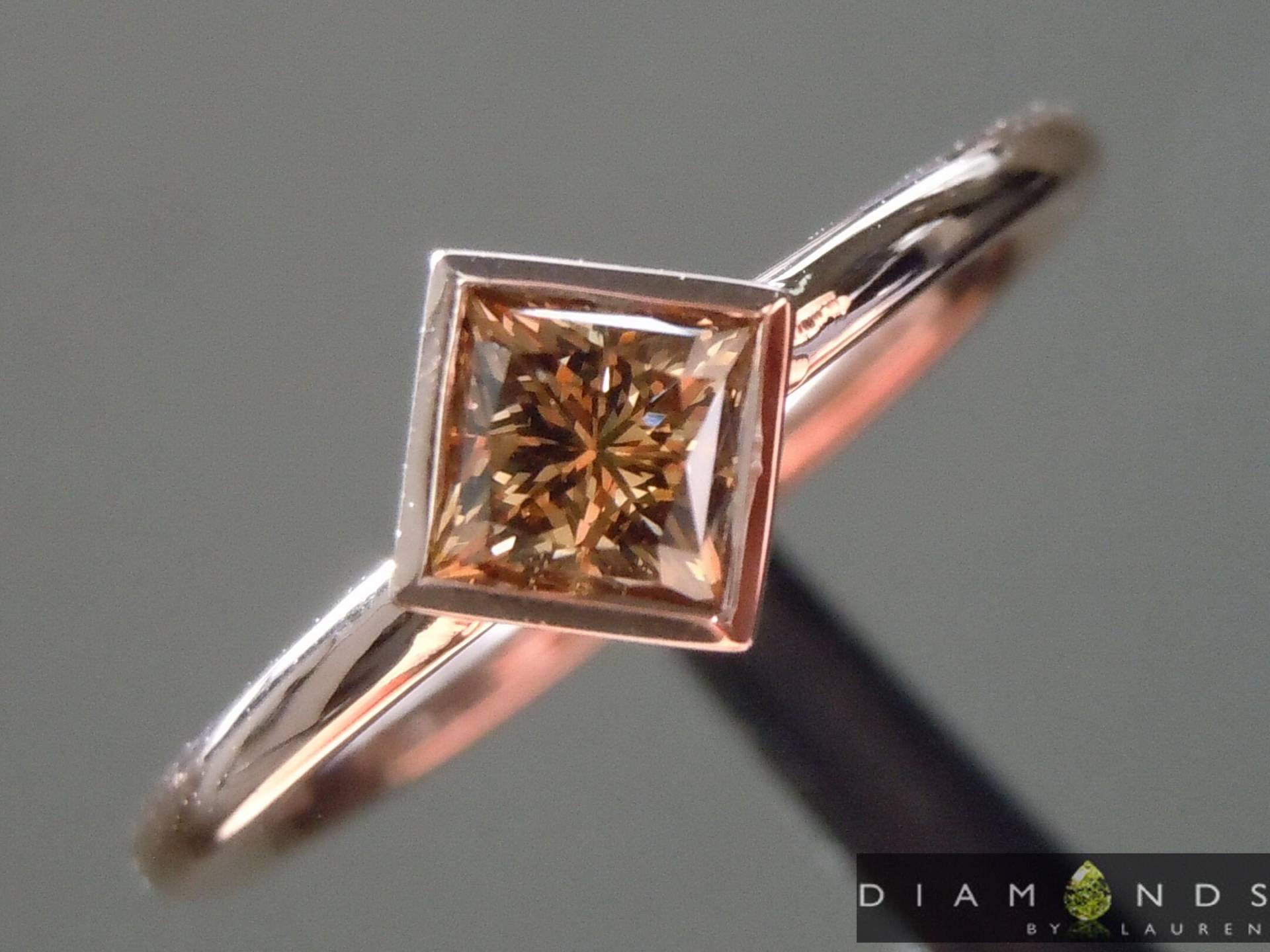 0.45Ct Brauner Princess Cut Diamant Ring R9961 von dblauren