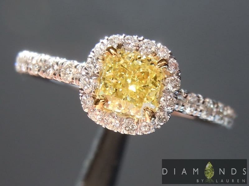 0.48Ct Gelb Si1 Kissen Diamant Ring R6576 von dblauren