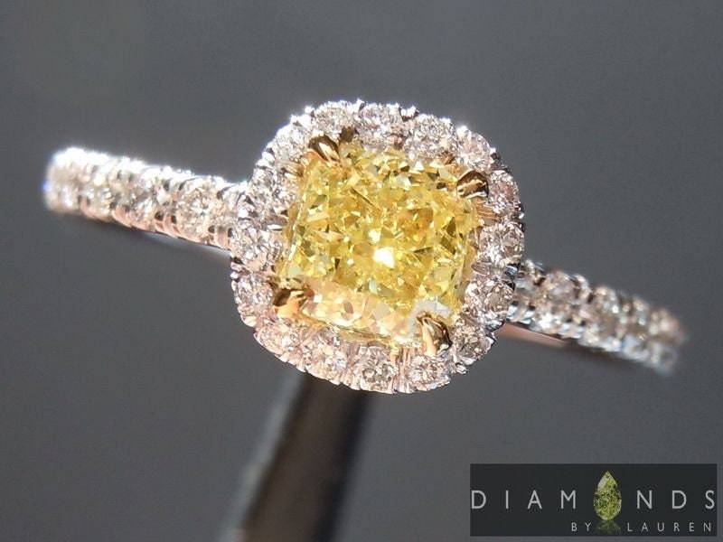 0.48Ct Gelb Si1 Kissen Diamant Ring R6576 von dblauren