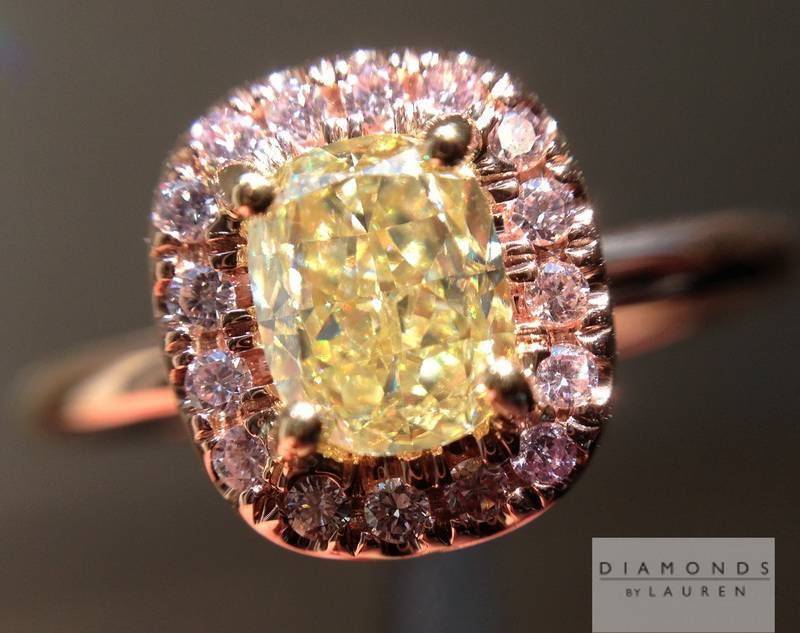 0.55Ct Ausgefallener Gelber Si1 Kissenschliff Diamant Ring R4610 von dblauren