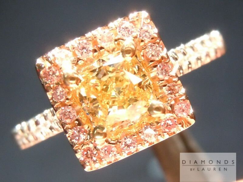 0.56Ct Intensive Gelbe Si1 Princess Cut Diamant Ring R5379 von dblauren