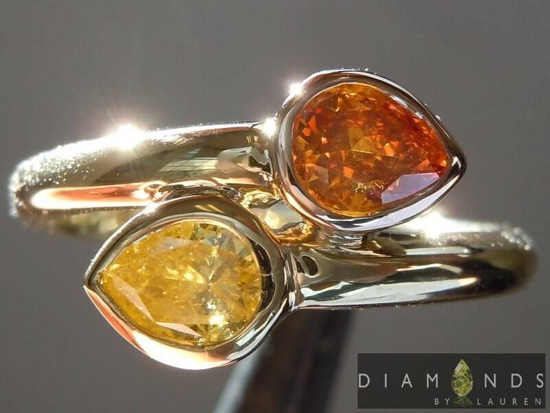 0.71Ctw Orange Und Gelb Birnen Form Diamant Ring R5947 von dblauren
