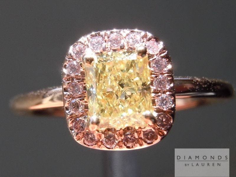 0.72Ct Gelb Si2 Strahlend Geschliffener Diamant Ring R4143 von dblauren