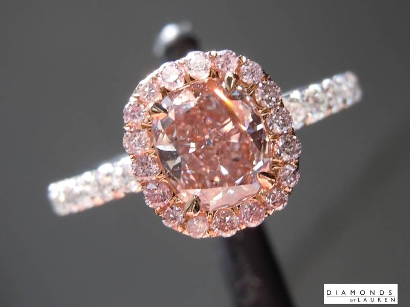0.75Ct Bräunlich Pink Si1 Diamantring Im Kissenschliff R7124 von dblauren