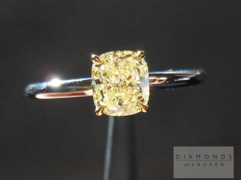 0.82Ct Ausgefallener Gelber Si2 Kissenschliff Diamant Ring R4120 von dblauren