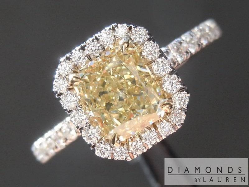 1.01Ct Bräunlich Grünlich Gelb Vs2 Diamantring Im Radiant Cut R6624 von dblauren
