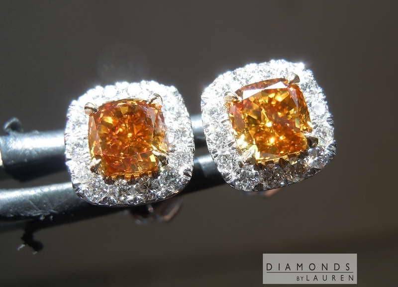 1.10Cts Braune Kissenschliff Diamant Ohrringe R8226 von dblauren