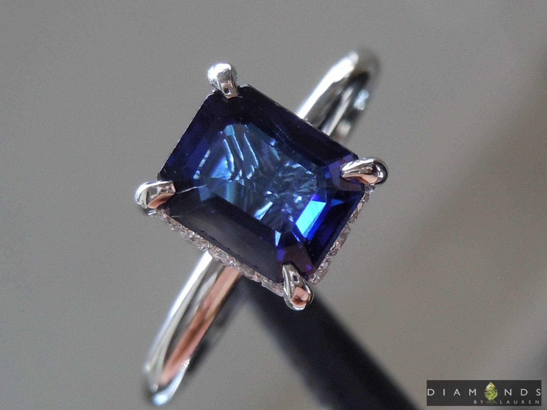 1.36Ct Blau Smaragdschliff Saphir Ring R9900 von dblauren